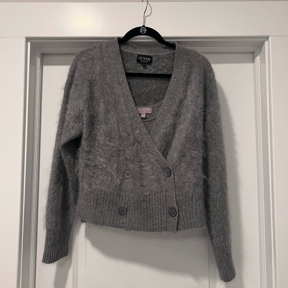 J Crew Brushed Cashmere Double Breasted Cardigan Sweater with Matching Camisole
